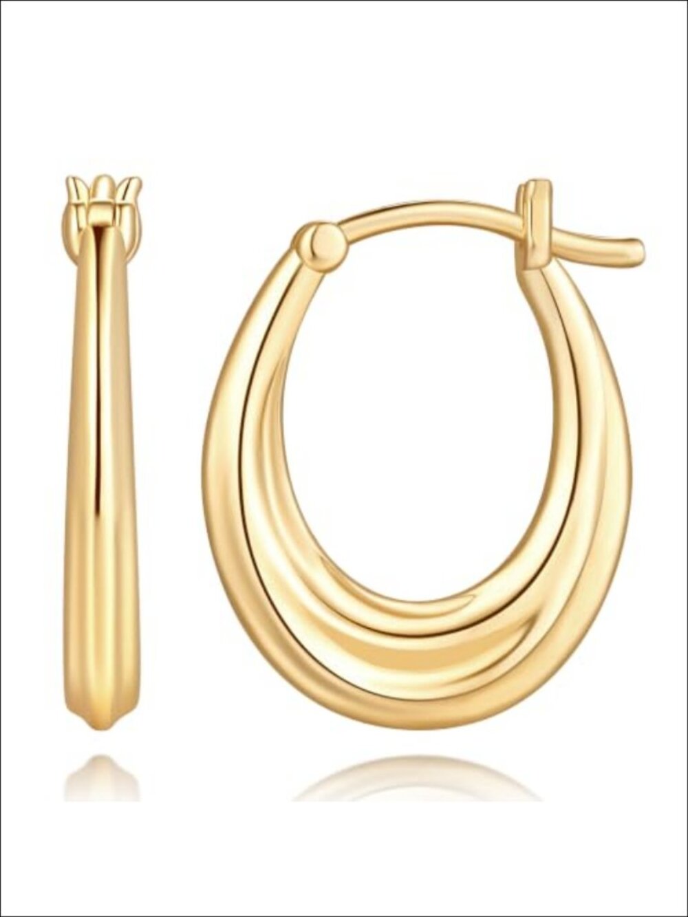 14K Gold Plated Hoop Earrings for Women Modern Flow Design
